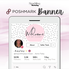 Load image into Gallery viewer, Poshmark Closet Header Banner // Welcome to My Closet // Light Pink &amp; Black Polka Dot

