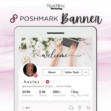 Load image into Gallery viewer, Poshmark Closet Header Banner // Welcome to My Closet // Floral Desktop Workspace
