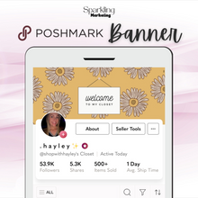 Load image into Gallery viewer, Poshmark Closet Header Banner // Welcome to My Closet // Yellow Floral Sign
