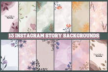 Load image into Gallery viewer, 13 Simple Floral Feminine Watercolor Instagram Story Backgrounds
