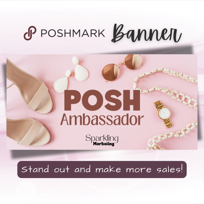 Poshmark Closet Header Banner // Posh Ambassador // Light Pastel Pink Feminine Fashion Accessories
