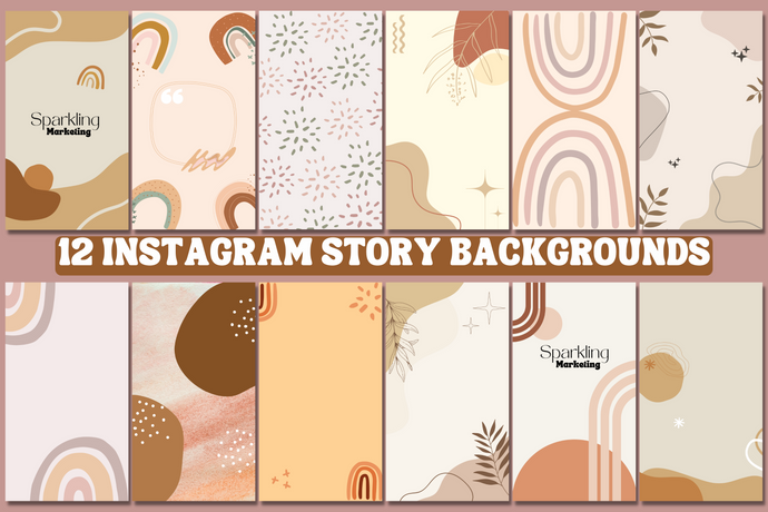 12 Abstract Beige Organic Boho Rainbows Instagram Story Backgrounds