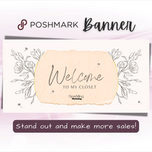 Load image into Gallery viewer, Poshmark Closet Header Banner // Welcome to My Closet // Ripped Paper Black Floral
