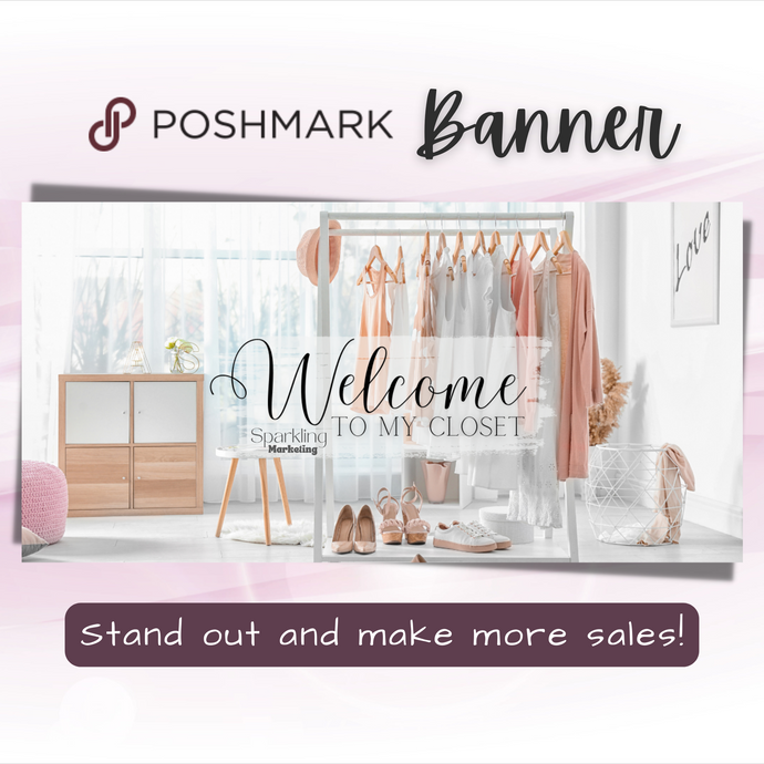 Poshmark Closet Header Banner // Welcome to My Closet // Fashionable Hanging Clothes Collection