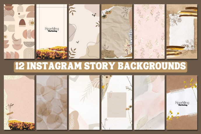 12 Abstract Beige Boho Floral Memo Paper Instagram Story Backgrounds