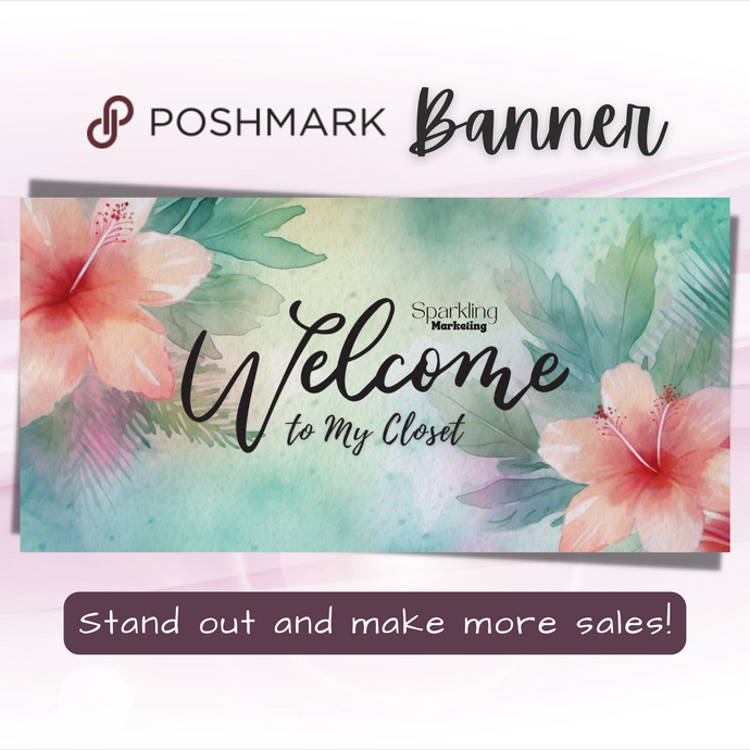 Poshmark Closet Header Banner // Welcome to My Closet // Abstract Floral Watercolor Hawaiian Flowers