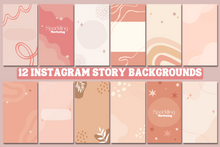 Load image into Gallery viewer, 12 Organic Pink Beige Whimsical Boho Instagram Story Backgrounds
