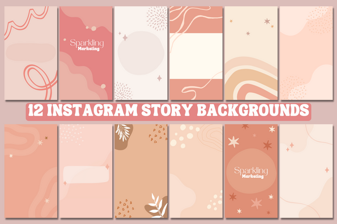 12 Organic Pink Beige Whimsical Boho Instagram Story Backgrounds
