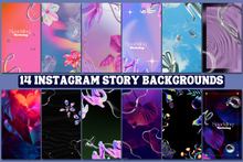 Load image into Gallery viewer, 14 Dreamy Escapism Holographic Chrome Floating Liquid Instagram Story Backgrounds
