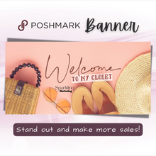 Load image into Gallery viewer, Poshmark Closet Header Banner // Welcome to My Closet // Peach Summer Fashion Fedora Straw Hat
