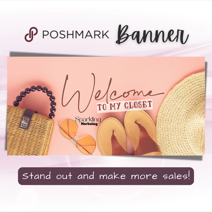 Poshmark Closet Header Banner // Welcome to My Closet // Peach Summer Fashion Fedora Straw Hat