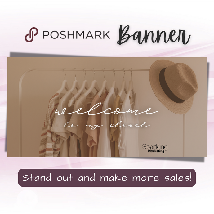 Poshmark Closet Header Banner // Welcome to My Closet // Summer Clothes & Hat on Stand