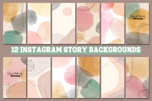 Load image into Gallery viewer, 12 Minimal Modern Abstract Watercolor Style Instagram Story Backgrounds
