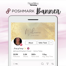 Load image into Gallery viewer, Poshmark Closet Header Banner // Welcome to My Closet // Gold Stone Glitter
