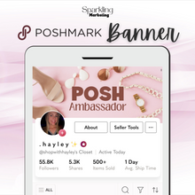 Load image into Gallery viewer, Poshmark Closet Header Banner // Posh Ambassador // Light Pastel Pink Feminine Fashion Accessories
