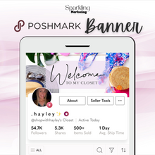 Load image into Gallery viewer, Poshmark Closet Header Banner // Welcome to My Closet // Botanical Poolside Summer Flat Lay Fashion
