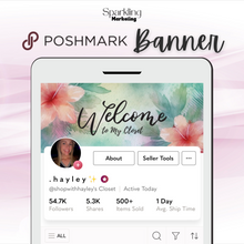 Load image into Gallery viewer, Poshmark Closet Header Banner // Welcome to My Closet // Abstract Floral Watercolor Hawaiian Flowers
