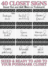 Load image into Gallery viewer, Set of 40 Poshmark Closet Signs [Black &amp; White Polka Dot]

