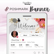 Load image into Gallery viewer, Poshmark Closet Header Banner // Welcome to My Closet // Feminine Floral Flat Lay
