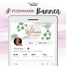Load image into Gallery viewer, Poshmark Closet Header Banner // Welcome to My Closet // Green Watercolor
