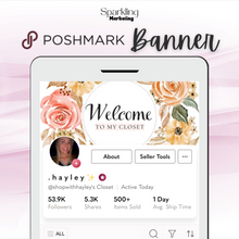 Load image into Gallery viewer, Poshmark Closet Header Banner // Welcome to My Closet // Soft Peach Floral Watercolor Wreath
