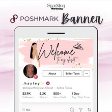 Load image into Gallery viewer, Poshmark Closet Header Banner // Welcome to My Closet // Pink Glitter Fashion Girl Clipart
