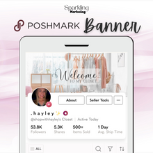 Load image into Gallery viewer, Poshmark Closet Header Banner // Welcome to My Closet // Fashionable Hanging Clothes Collection
