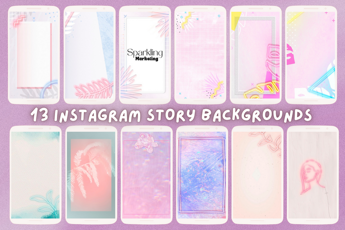 13 IG Story Backgrounds: Feminine Botanical Neon Frames // Instagram Background, Instagram Stories, Story Background, Instagram Template
