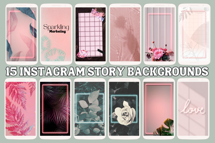 15 Botanical Pink Neon IG Story Backgrounds // Instagram Background, Instagram Stories, Story Background, Instagram Template, Social Media