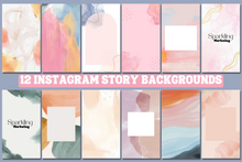 Load image into Gallery viewer, 12 Colorful Abstract Watercolor Brush Strokes Instagram Story Backgrounds
