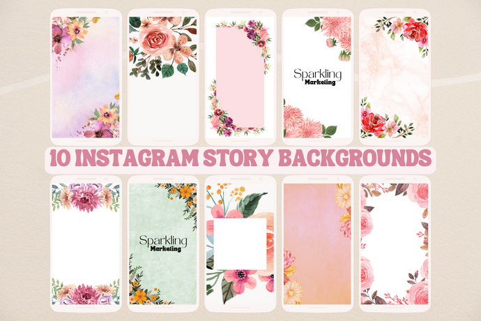 10 Insta Story Backgrounds, Feminine Pink Floral Watercolor // Instagram Background, Instagram Stories, Story Background, Instagram Template
