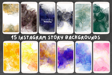 Load image into Gallery viewer, 15 IG Story Backgrounds: Watercolor Alcohol Ink Splatter // Instagram Background, Instagram Stories, Story Background, Instagram Template
