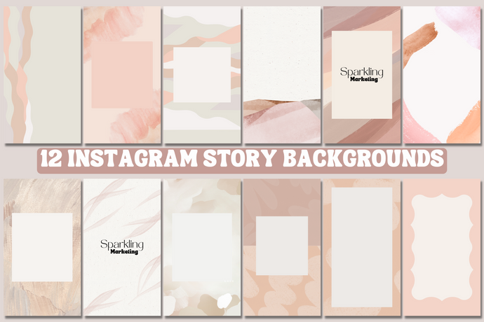 12 Muted Peach Pink Sage Pastel Abstract Illustrations Instagram Story Backgrounds