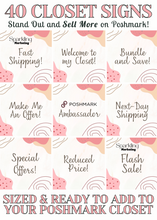 Load image into Gallery viewer, Set of 40 Poshmark Closet Signs [Pink &amp; Beige Organic]
