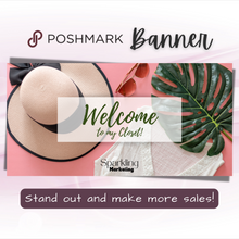 Load image into Gallery viewer, Poshmark Closet Header Banner // Welcome to My Closet // Pink &amp; Green Botanical Fashion Flat Lay
