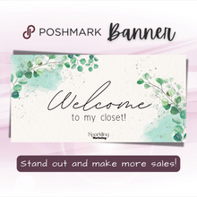 Load image into Gallery viewer, Poshmark Closet Header Banner // Welcome to My Closet // Green Watercolor Leaves
