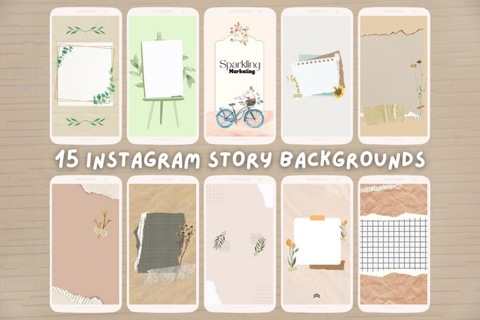 15 Instagram Story Backgrounds, Floral Memo Frames // Instagram Background, Instagram Stories, Story Background, Digital Paper, Backgrounds