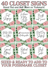 Load image into Gallery viewer, Set of 40 Poshmark Closet Signs [Pink &amp; Green Floral]
