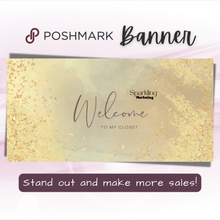 Load image into Gallery viewer, Poshmark Closet Header Banner // Welcome to My Closet // Gold Stone Glitter
