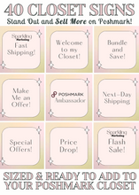 Load image into Gallery viewer, Poshmark Closet Sign Bundle, 40 Ready-to-Use Pink Sparkle Gradient Signs, Instant Digital Download, Poshmark Seller Tools, Poshmark Signs
