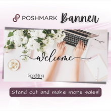 Load image into Gallery viewer, Poshmark Closet Header Banner // Welcome to My Closet // Floral Desktop Workspace
