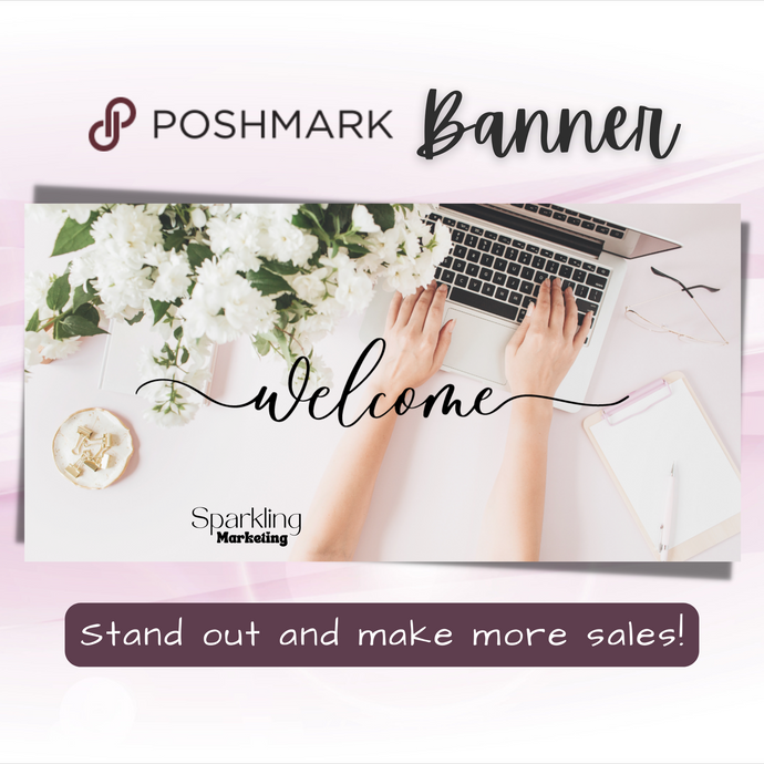 Poshmark Closet Header Banner // Welcome to My Closet // Floral Desktop Workspace