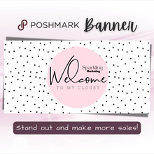 Load image into Gallery viewer, Poshmark Closet Header Banner // Welcome to My Closet // Light Pink &amp; Black Polka Dot
