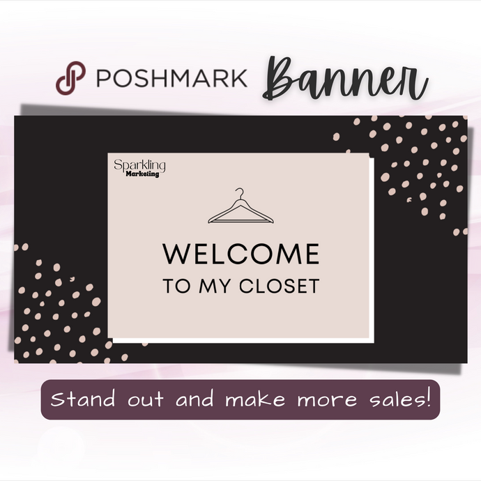 Poshmark Closet Header Banner // Welcome to My Closet // Boho Polka Dot