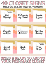 Load image into Gallery viewer, 40 Poshmark Closet Signs, Abstract Bright Boho Stripes // Instant Digital Download, Poshmark Seller Tools, Poshmark Signs, Poshmark Banner
