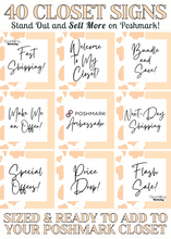 Load image into Gallery viewer, Set of 40 Poshmark Closet Signs [Soft Yellow Animal Print]
