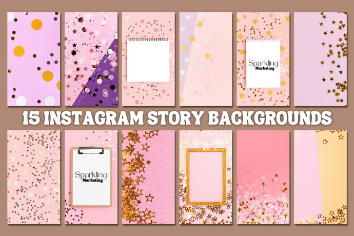 15 Pink & Purple Fun Feminine Confetti Sparkle Glitter Instagram Story Backgrounds