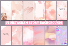 Load image into Gallery viewer, 14 Instagram Story Backgrounds, Luminous Pink Purple Watercolor // Instagram Background, Story Background, IG Backgrounds, Digital Wallpaper
