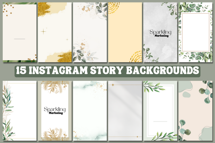 15 Feminine Green & Golden Glitter Instagram Story Backgrounds