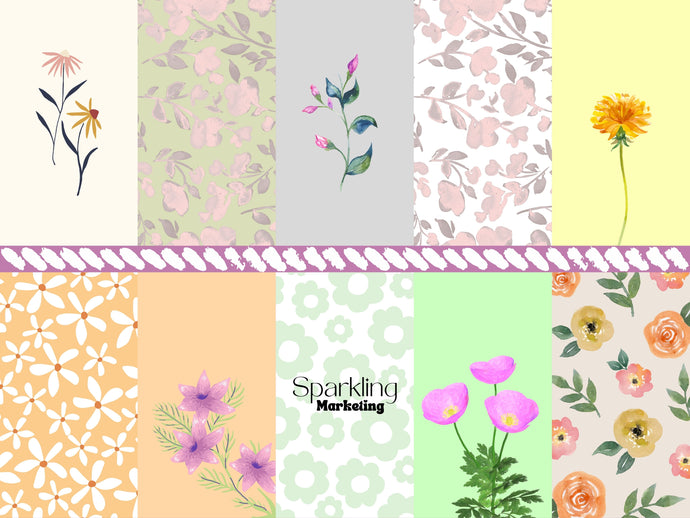 10 Digital Wallpapers: Spring Floral Aesthetic, Phone Wallpaper, Phone Background, iPhone Wallpaper, iPhone Background, Digital Download
